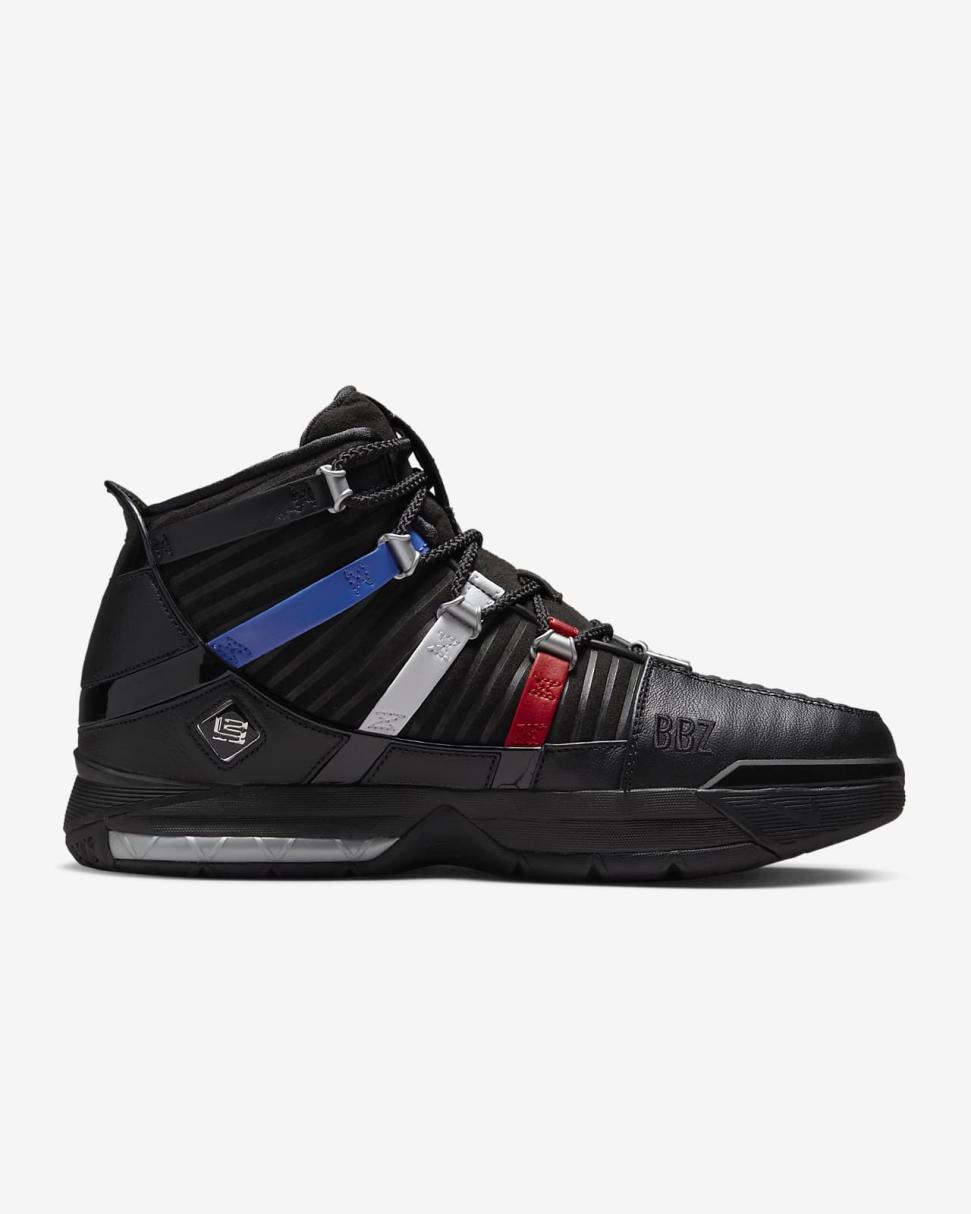 Nike Zoom LeBron 3 Black/University Red/Game Royal/Metallic Silver | Mens Nike Lifestyle