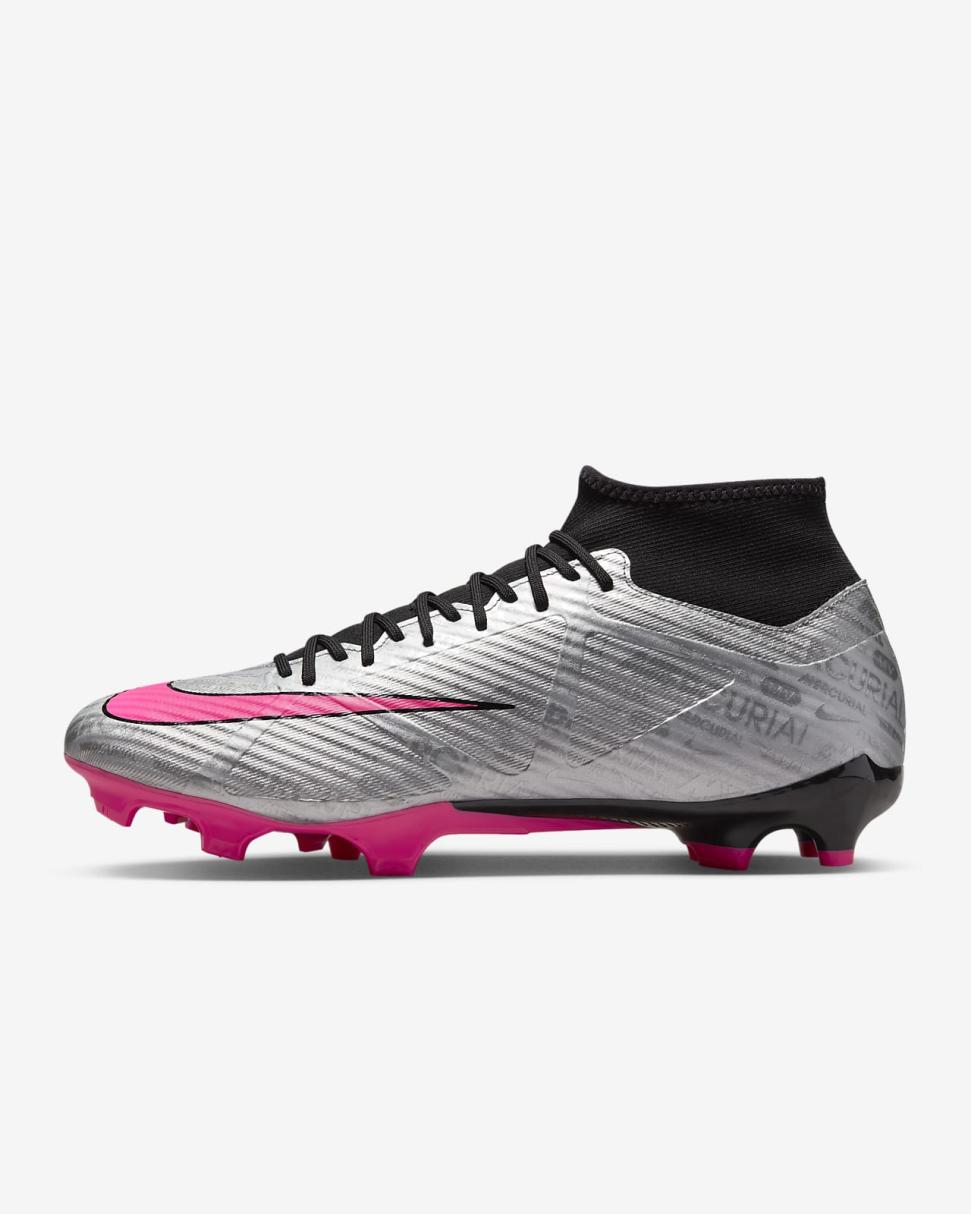 Nike Zoom Mercurial Superfly 9 Academy XXV MG Metallic Silver/Black/Volt/Hyper Pink | Mens Nike Soccer