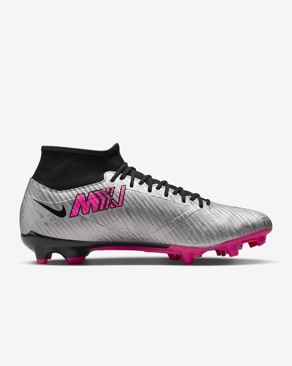 Nike Zoom Mercurial Superfly 9 Academy XXV MG Metallic Silver/Black/Volt/Hyper Pink | Mens Nike Soccer