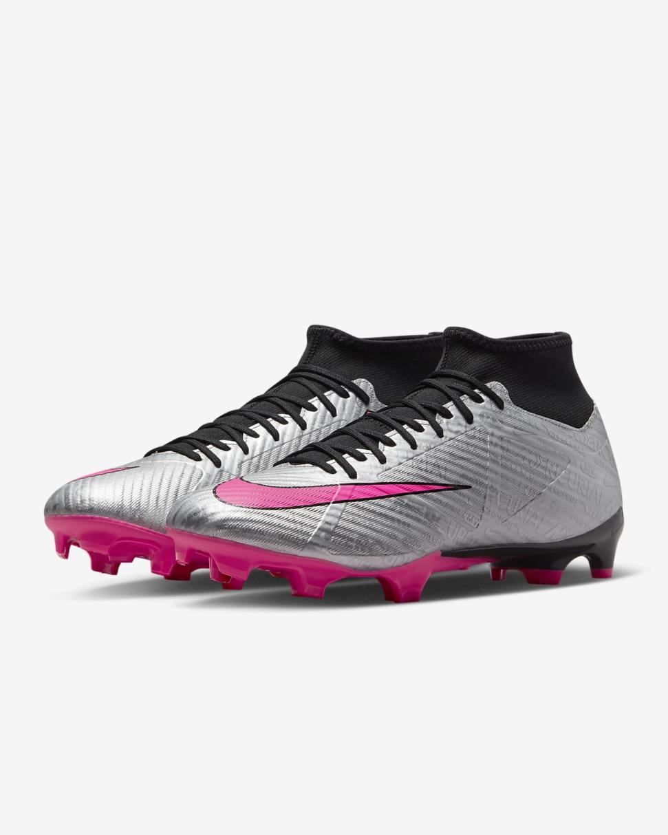 Nike Zoom Mercurial Superfly 9 Academy XXV MG Metallic Silver/Black/Volt/Hyper Pink | Mens Nike Soccer