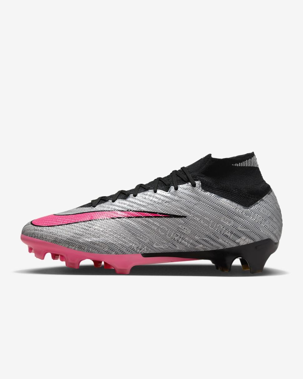 Nike Zoom Mercurial Superfly 9 Elite XXV FG Metallic Silver/Black/Hyper Pink | Mens Nike Soccer