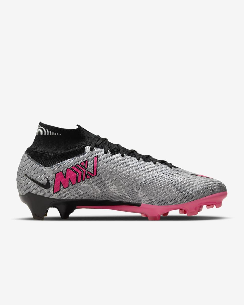 Nike Zoom Mercurial Superfly 9 Elite XXV FG Metallic Silver/Black/Hyper Pink | Mens Nike Soccer