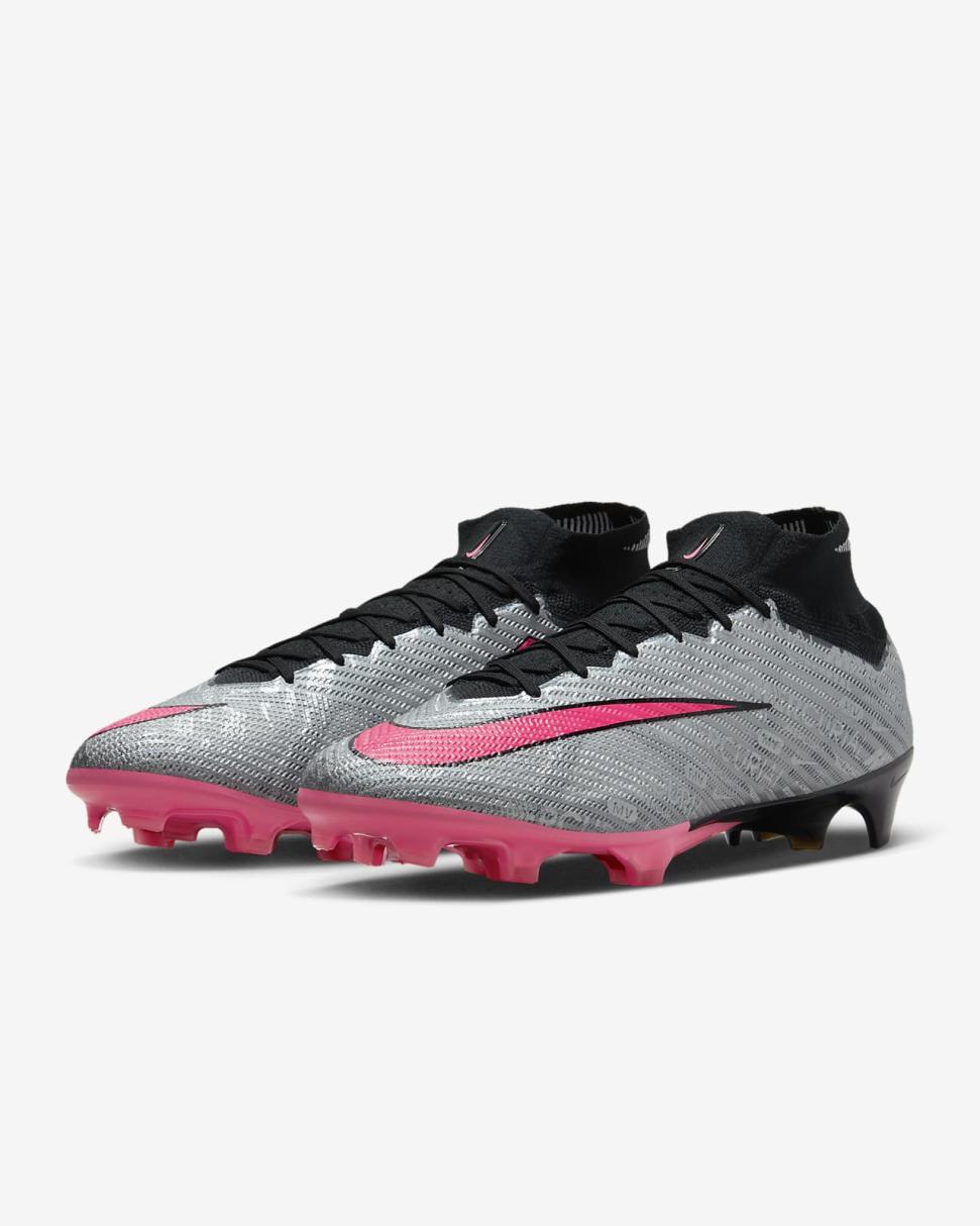Nike Zoom Mercurial Superfly 9 Elite XXV FG Metallic Silver/Black/Hyper Pink | Mens Nike Soccer