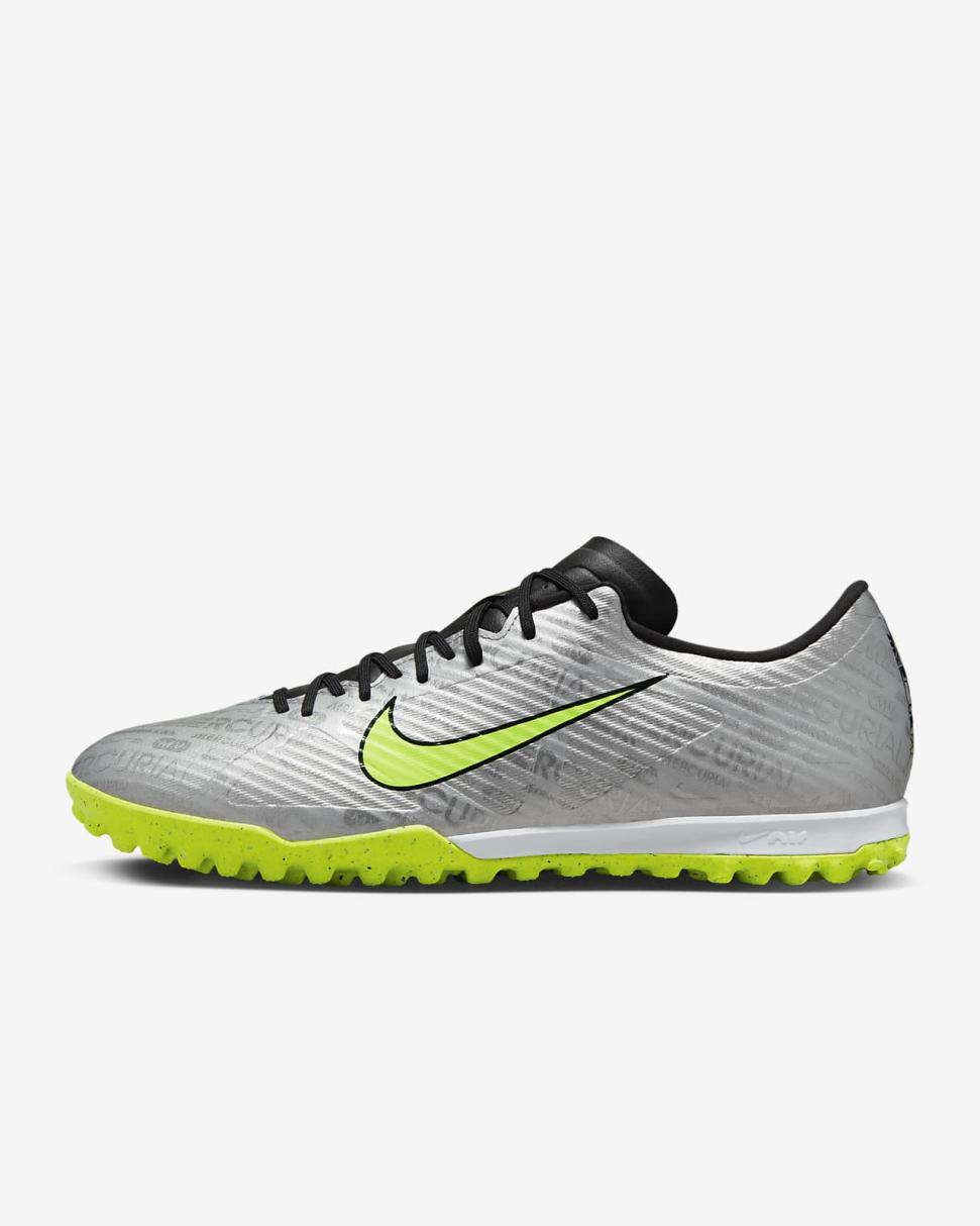 Nike Zoom Mercurial Vapor 15 Academy XXV TF Metallic Silver/Black/Volt/Volt | Mens Nike Soccer