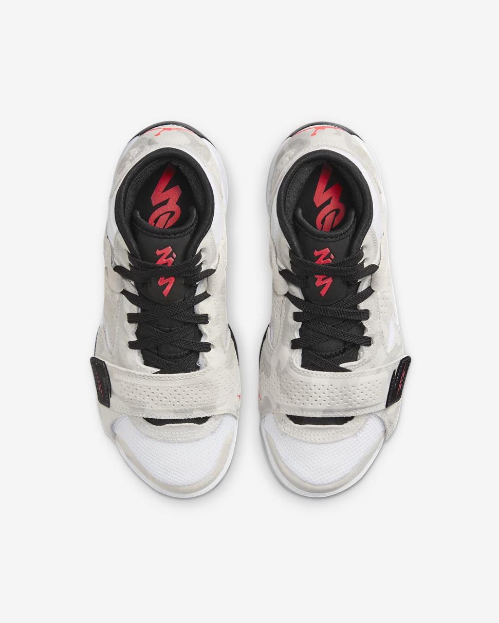 Zion 2 White/Black/Photon Dust/Flash Crimson | Kids Nike Jordan